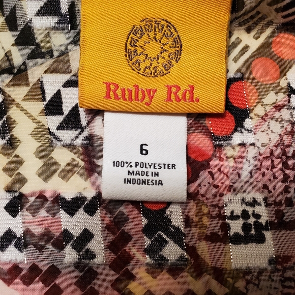 Ruby Rd. Black, white & red sheer button down - Picture 3 of 7